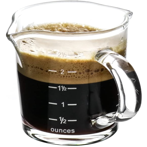 Vaso de chupito para espresso QWORK, 90 ml, con mango, 2 unidades, borosilicato