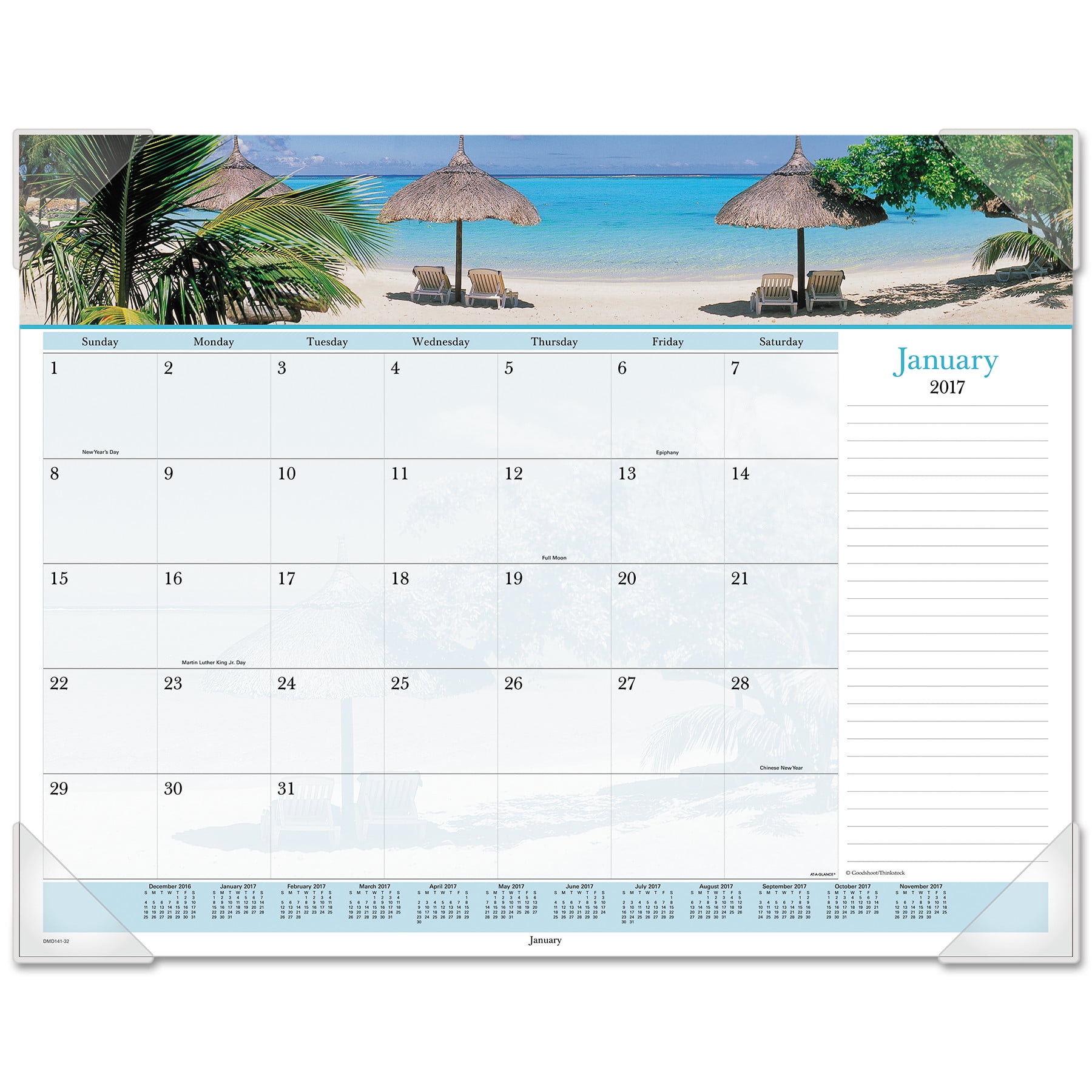 ATAGLANCE Images of the Sea Monthly Desk Pad Calendar, 22 x 17, 2018