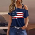 thumbnail image 2 of 4Th Of July Outfits, Summer Casual Cold Shoulder Sexy Short Sleeve T-Shirt Red White And Royal Blue Top Womens Tank Tops For Women Shirts American Flag Tank Top Shirts (XL, Navy) ZMTing, 2 of 4