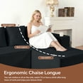 thumbnail image 4 of 105 Cloud Couch, Black Modern Sectional Couch for Living Room, L/U-Shaped Corduroy Boneless Sofa with Deep Seat, 2 Ottomans, No Assembly Required, 4 of 12