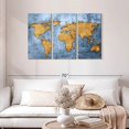 thumbnail image 2 of Elephant Stock Azure World Map Wall Art - Horizontal Multi Panel Canvas - Living Room Wall Decor - Map Multi Panel - Blue And Gold Decor - 45" x 28", 2 of 4