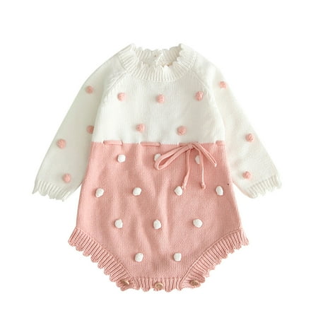 

TAIAOJING Baby Romper Ruched Crochet Toddler Warm Sweater Clothes Girls Bodysuit Knit Girls Romper&Jumpsuit One Piece Outfits 3-6 Months