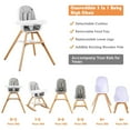 thumbnail image 6 of Babyjoy 3-in-1 Convertible Wooden Baby High Chair with Tray Adjustable Legs Cushion Gray, 6 of 12