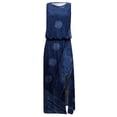 thumbnail image 4 of REORIAFEE Women’s Sleeveless Summer Flowy Printed Boho Maxi Long Dress Dresses for Wedding Guest Birthday Dresses Sexy Sexy Sleeveless Print Party Dresses Navy XL, 4 of 5