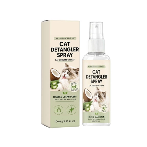 Cat Detangler Spray for Matted Hair, Fresh Scent Gentle Cat Grooming Spray, Pet Friendly, Loosens Knots and Reduces Static, 3.4oz