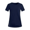 thumbnail image 6 of Fartey Plus Size Womens Summer Casual Shirts Fashion Simple Short Sleeve Solid Color Tops Loose Comfy Crew Neck T Shirts Soft Comfy Daily Blouses Navy L, 6 of 8