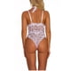 thumbnail image 4 of Lencería sexy de encaje de malla para mujer Ropa interior en V profunda Body Ropa de dormir, Blanco, L kenally XX000104-08, 4 of 7
