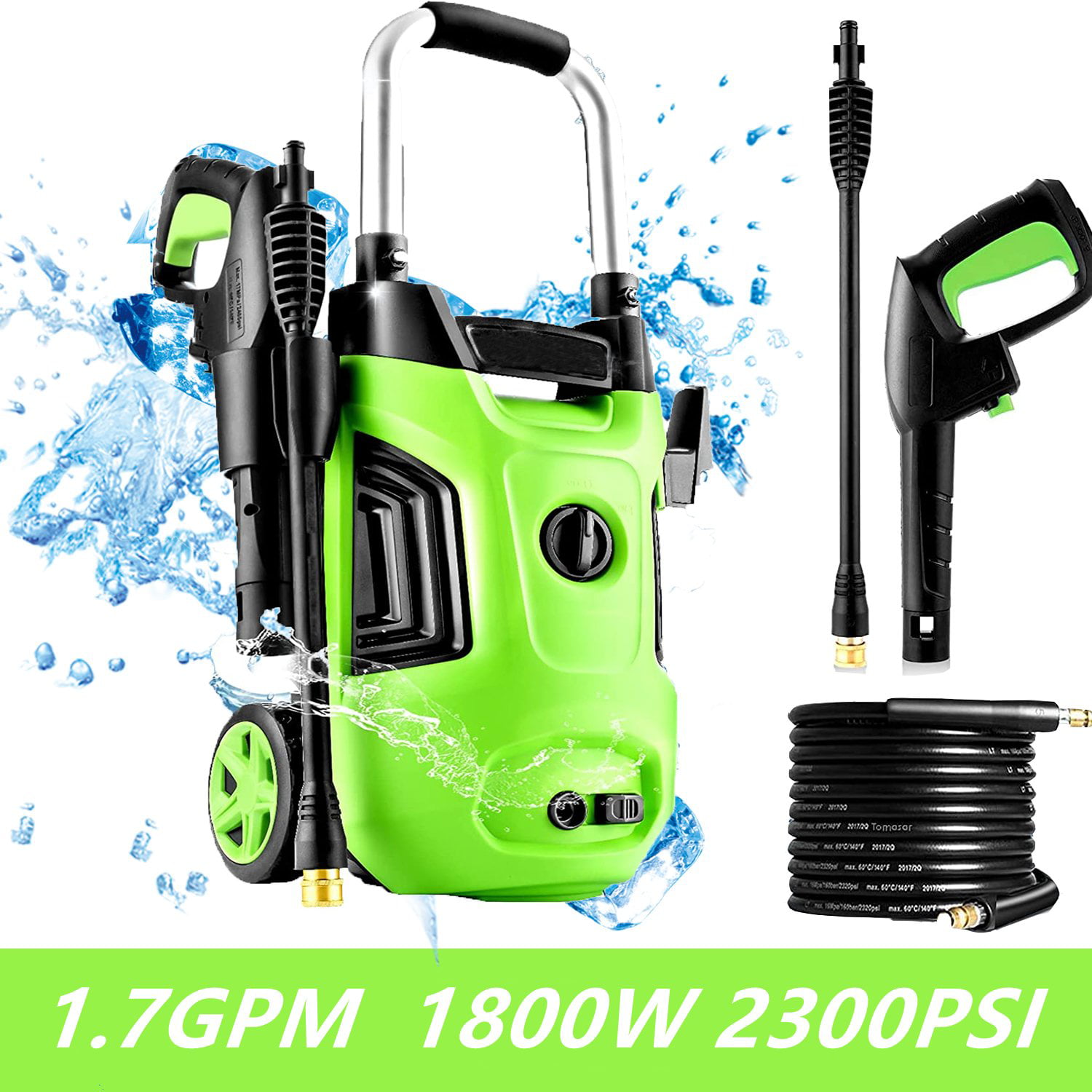 Soap Bottle 17 Ft Pressure Hose for Cleaning Homes Cars Driveways Patios Homdox 2300 PSI Electric Pressure Washer 1400W 2.2 GPM Max Compact Power Washer High Power Cleaner with Adjustable Nozzles 