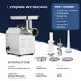 thumbnail image 5 of FOHERE #12 Commercial Meat Grinder Heavy Duty 1.2HP 840LB/H All Stainless Steel Industrial Grinder with 2 Blades, 2 Plates & Sausage Kit - for Commercial Use, 5 of 8