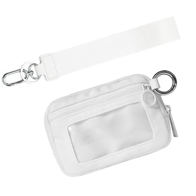 Wzzjkit Wristlet Zip Card Case with ID Window Women'S Waterproof Nylon Keychain Wallet