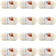 Loops & Threads Soft Classic Solid Yarn - Solid Color Yarn for Knitting, Crochet, Weaving, Arts & Crafts - Off White, Bulk 12 Pack