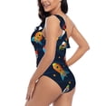 thumbnail image 4 of Rateoe Spaceships and Stars Pattern Women One Piece Swimsuits Tummy Control One Shoulder Bathing Suits Ruffle Swimwear-X-Large, 4 of 6