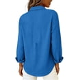 thumbnail image 5 of GUACER Womens Gingham Long Sleeve Blouses Trendy Button Up Collared Shirts Lightweight Casual Tops, 5 of 6