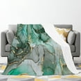 thumbnail image 3 of Green Marble Flannel Fleece Blanket,Dark Emerald Green and Gold Marble Abstract Turquoise Ultra-Soft Microfiber Throw Blanket for Couch Bed Living Room Bedroom Sofa Decor 40x50in, 3 of 6