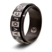 CritSuccess Alphabet Dice Ring with 26 sided Die Spinner with Letters (Size 6.5 - Stainless Steel - Black)
