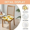 thumbnail image 2 of Bees and Sunflowers Seat Covers for Dining Room Chairs Set Of 6,Stretch Printed Washable Chair Seat Cover with Elastic Ties and Button,Removable Waterproof Couch Cushion Covers, 2 of 6