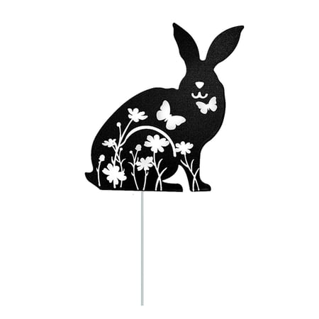 Rabbit Silhouette Lawn Stakes Party Supplies Simulation Decorative Ornaments Garden Statues for Landscape DIY Project Farm Outdoor Black