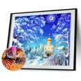 thumbnail image 2 of Pintura de diamante 5D DIY Taladro redondo completo Luna Nieve Iglesia Decoración para el hogar Arte Artesanía FLhrweasw Nuevo, 2 of 9