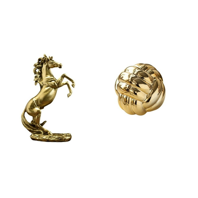 Estatua de caballo de pie, figura de mesa, adorno de cerámica, bola de hilo, escultura hecha a mano, obra de arte de resina, adecuada para regalar, de