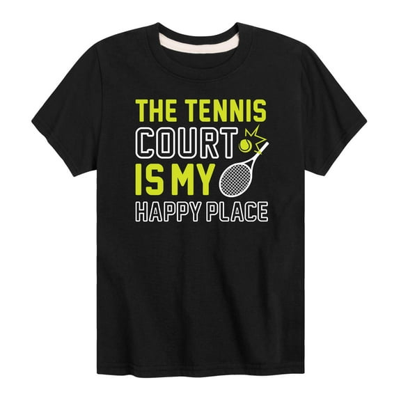Instant Message - The Tennis Court Is My Happy Place - Toddler And Youth Short Sleeve Graphic T-Shirt