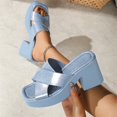 thumbnail image 6 of IUJSOY Womens Platform Heels Open Square Toe Slip on Dressy Pumps Shoes Chunky Block Heeled Wegdes, 6 of 7