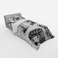 thumbnail image 3 of Surf Duvet Cover Set, Surfing Sport Surfboard Beach Van Sketch Style Monochromic Illustration, Bedding Set with Shams and Fitted Sheet, 3 Sizes, by Ambesonne, 3 of 3