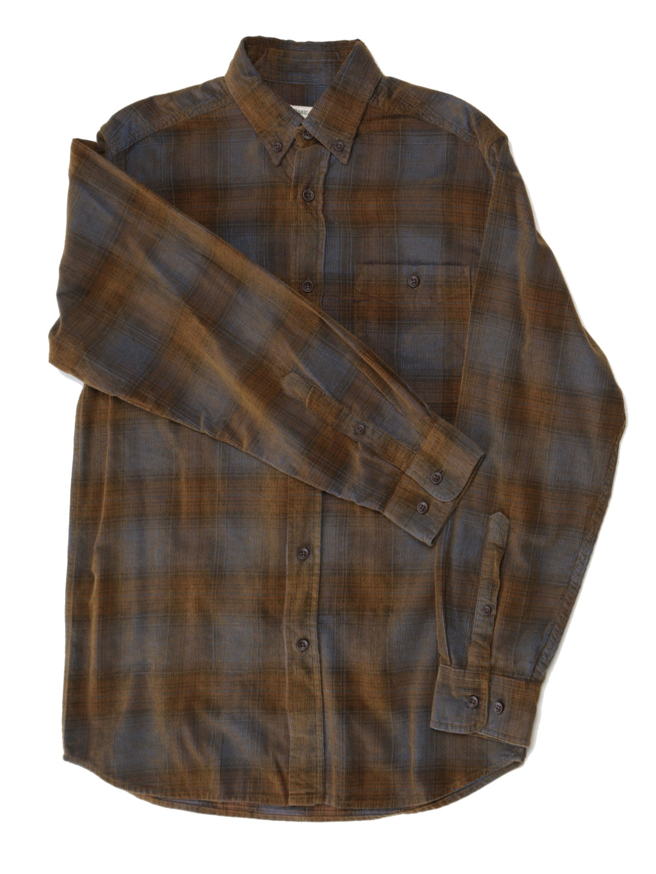 Basic Options Basic Options Men's Hombre Plaid Corduroy Shirt, Blue