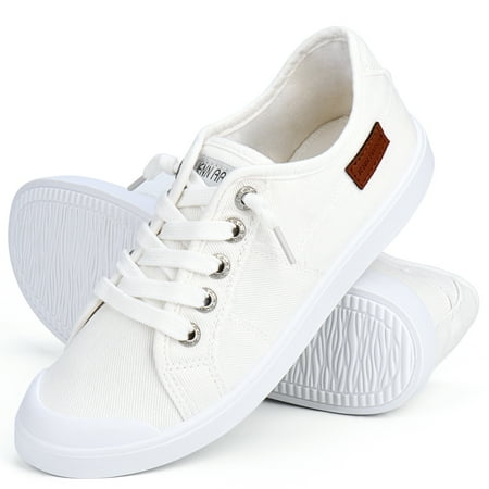 JENN ARDOR Women s Canvas Shoes with Arch Support Fashion Flats Low Top Lace Up Classic Casual Shoes Comfy Breathable Lightweight Sneakers for Walking