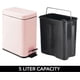thumbnail image 5 of Papelera rectangular de metal con tapa, compacta, con bolsa extraíble y asa, para baño y cocina, color rosa claro, 5 of 5