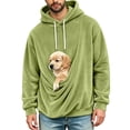 thumbnail image 5 of Oksale Fuzzy Pet Pouch Hoodies for Men Soft Cozy Sherpa Fleece Hoodie Sweatshirts with Kangarooo Pockets Long Sleeve Winter Clothes Army Green S, 5 of 7