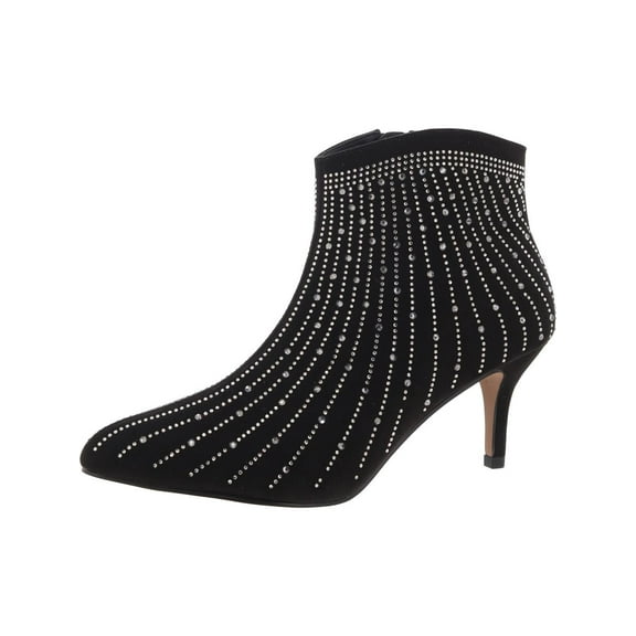J. Renee Womens Alannis Faux Suede Rhinestone Ankle Boots