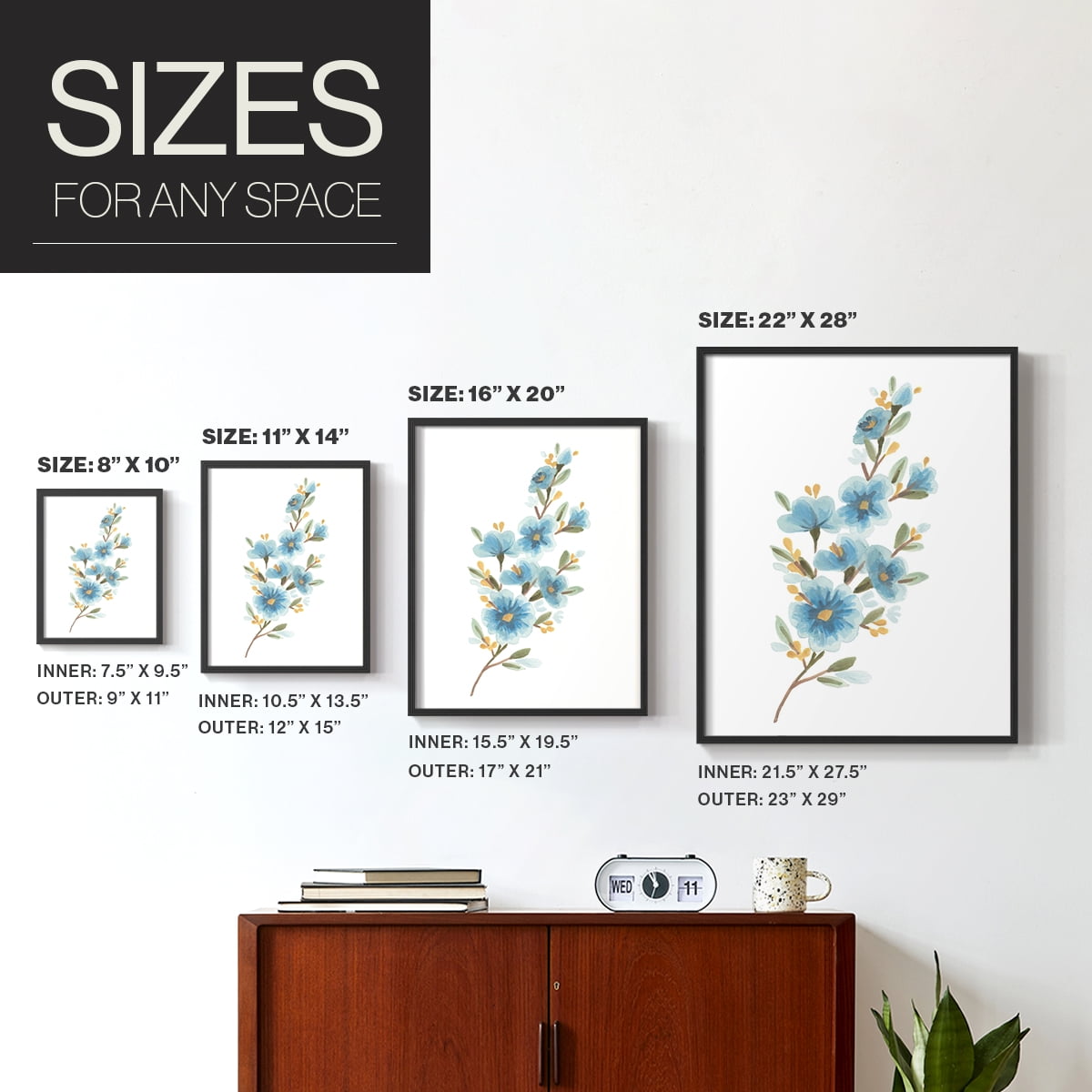Wildflower Sprig II Framed Print - Solid Wood in Single Picture Frame Solid Wood 2 Framed Print