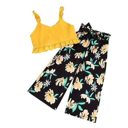 

Baby Girls Outfits Floral Printed 2 PCS Tops Pants Spring Summer Vacation Cool Cute Outwear Stylish Comfy Kids Clothes Sets