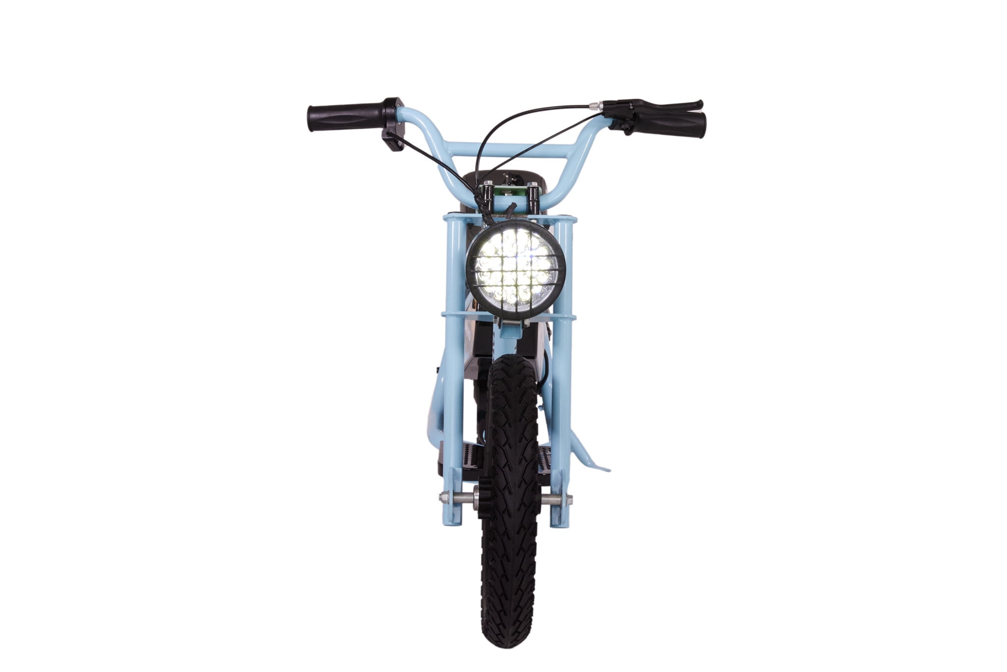 Droyd Weeler Electric Mini Bike - 24V 8Ah Battery, 6-10 MPH, Up to 8 Miles, LED Lights, Kids Ages 6+ - Blue