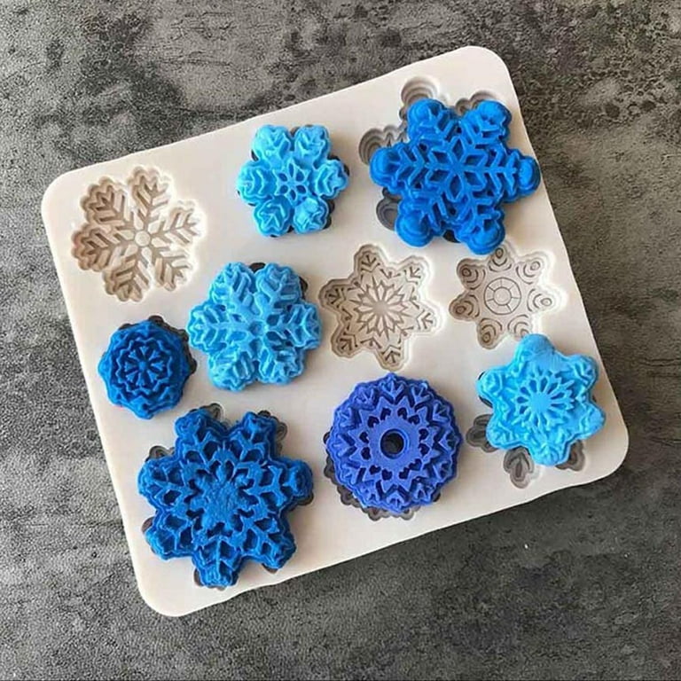 Silicone Snowflake Molds, FineGood 2 Pack Cake Pans Cookie Trays Handmade Soap Making Moulds, Also for Chocolate Pudding Jelly Muffin Cups Kitchen