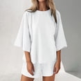thumbnail image 2 of Conjunto de ropa de estar por casa de 2 piezas para mujer: tops de manga 3/4 y pantalones cortos con cintura elástica, poliéster suave, ropa informal para casa/vacaciones, tallas S-XXL, 2 of 6