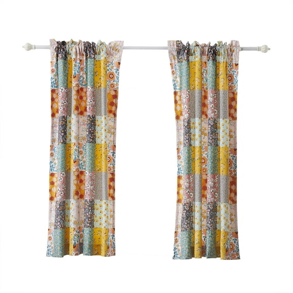 Barefoot Bungalow Carlie Calico Patchwork Print Curtain Panels 50 W x 63 L (Set of 2)