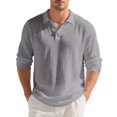 thumbnail image 2 of Linen Polo Shirt Men Long Sleeve Polo Shirts Casual Golf Sweatshirts for Men | Long Sleeve Breathable Gym Workout Sweatshirts Fashion Streetwear for Travel Daily Wear, 2 of 7