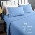 thumbnail image 2 of King Sheet Set - Jersey Knit Sheets 4 Piece – Cotton – Soft T-Shirt Stretchy Sheets (Heather Sky Blue), 2 of 4