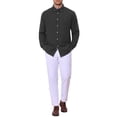 thumbnail image 2 of INSPIRE CHIC Men's Back to School Dress Shirts Long Sleeve Button Down Business Contrast Shirt S Black, 2 of 6