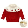 thumbnail image 6 of Godderr Kids Toddler Girls Knit Sweater Warm Fleece Sweater Tops 1-6Y Baby Newborn Thick Pullover Sweaters Casual Long Sleeve Knit Jumper Tops, 6 of 6