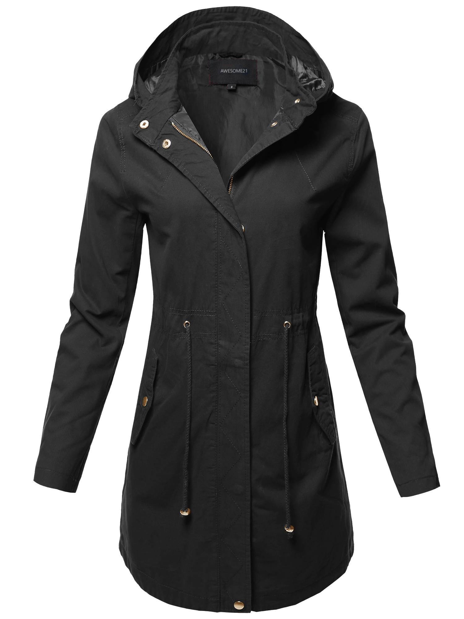 FashionOutfit Women/'s Causal Basic Long Sleeves Over-Sized Utility Anorak Jacket