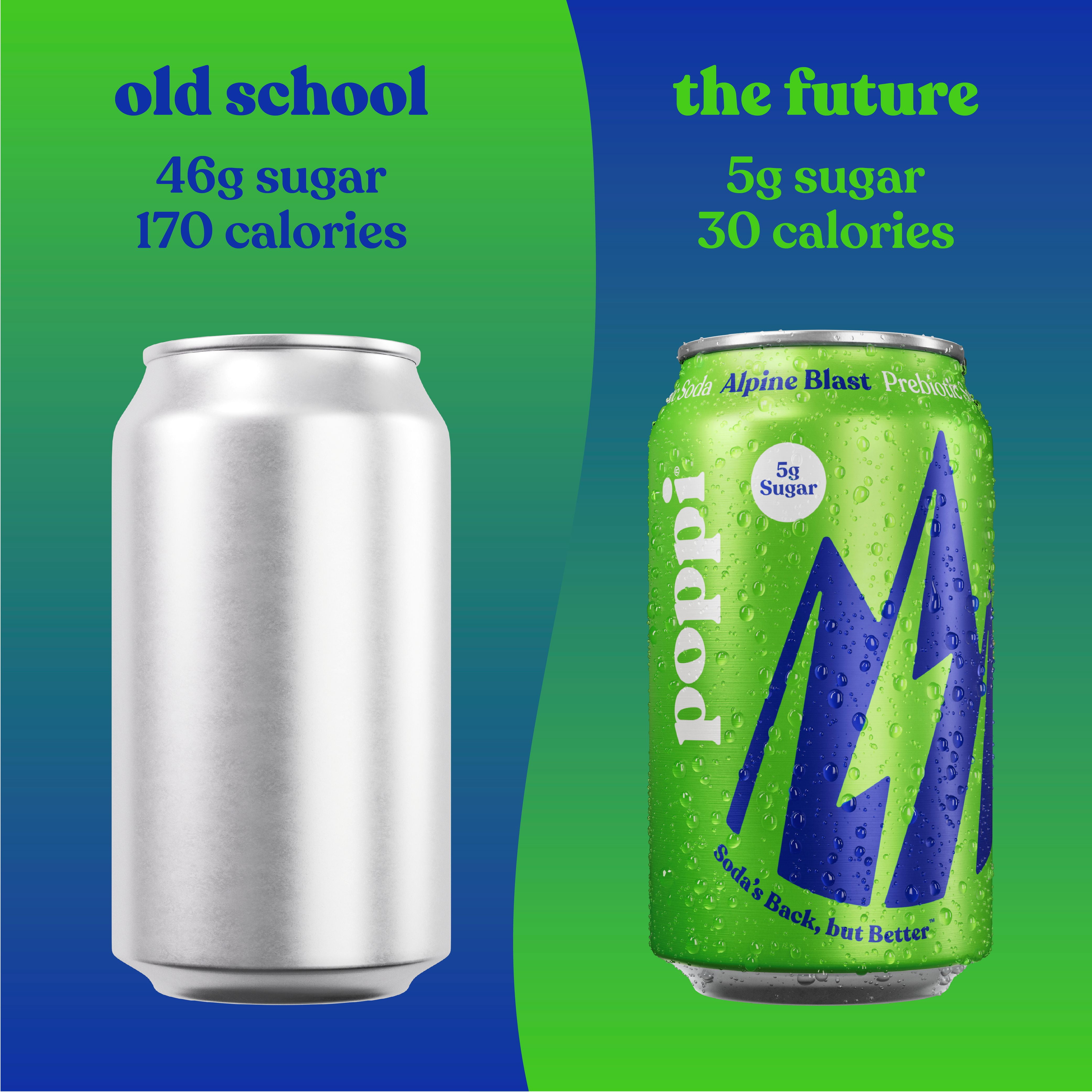 poppi Alpine Blast Prebiotic Soda, 12 oz, 4 Pack Cans