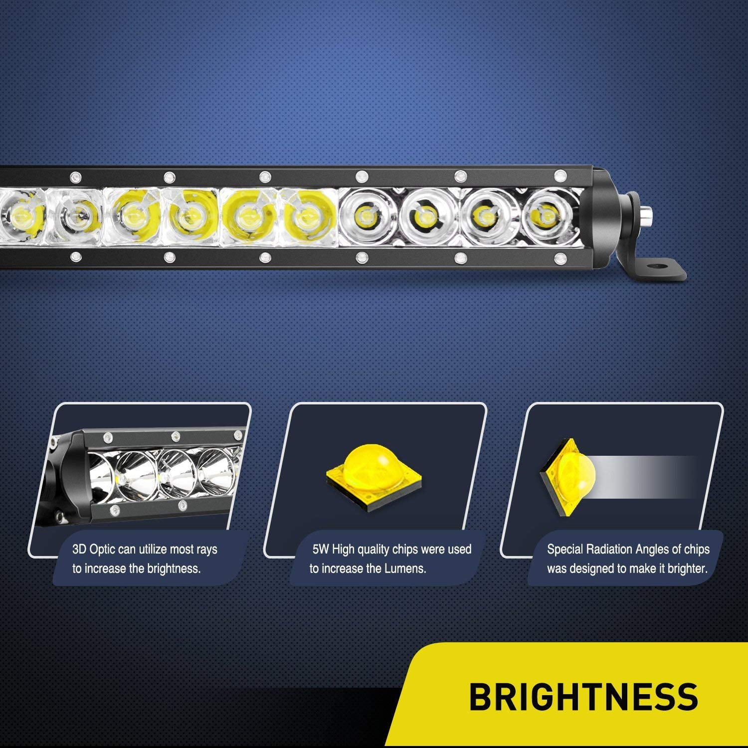 Nilight 17 Inch 80w LED Work Light Single Row Spot Flood Combo LED Light Bar Driving Lights Offroad Lighting - 2 Style Mounting Brackets,2 years Warranty