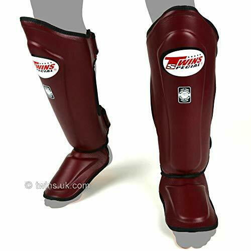 Twins Special Shin Pads Sky Blue Muay Thai Boxing Double Padded Leather SGL10 