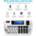 thumbnail image 2 of BONAI 8+1 Bay AA Battery Charger with LCD Display for AA AAA NiMH/NiCD 9V Rechargeable Batteries - White, 2 of 5