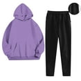 thumbnail image 2 of ShomPort Womens 2 Pieces Sweatsuit Set Casual Long Sleeve Hoodies Matching with Drawstring Black Pants Cozy Sports Outfits, 2 of 8