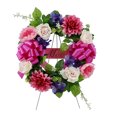 thumbnail image 4 of Mainstays 17in Outdoor Artificial Dahlia Wreath,Pink Color. Polyester., 4 of 8