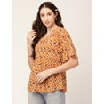 thumbnail image 3 of Moomaya Women Printed Summer Tunic Top V Neck Button Down Flutter Elbow Sleeves Flared Top, 3 of 8