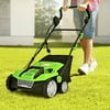 SUGIFT 15 Inch Electric Lawn Dethatcher with Dual Safety Switch,13 Amp Corded Scarifier，Green